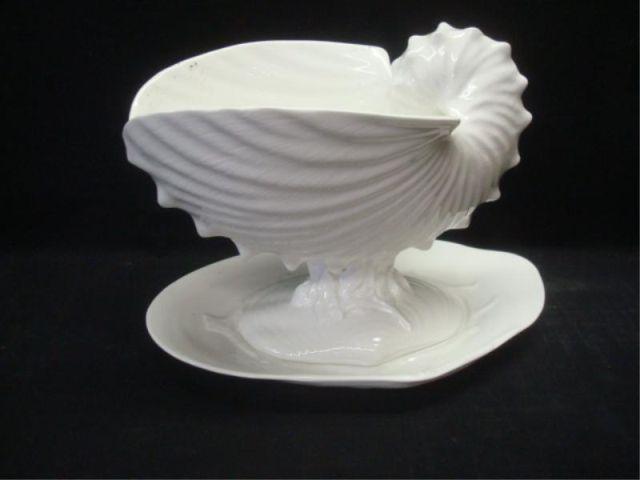 Appraisal: WEDGWOOD White Porcelain Shell Vase on Plate From a Yonkers