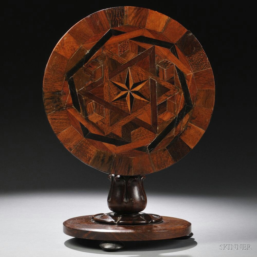 Appraisal: Victorian Miniature Parquetry Tilt-top Table England late th century the