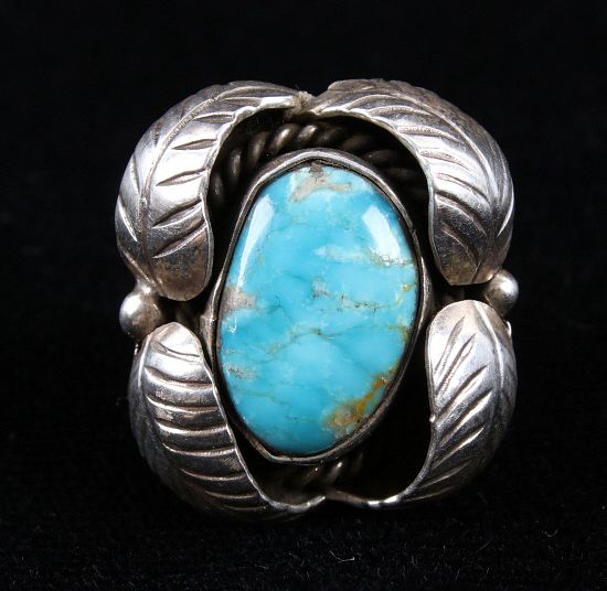 Appraisal: Navajo Sterling Silver Turquoise Shadowbox Ring Featured in this lot