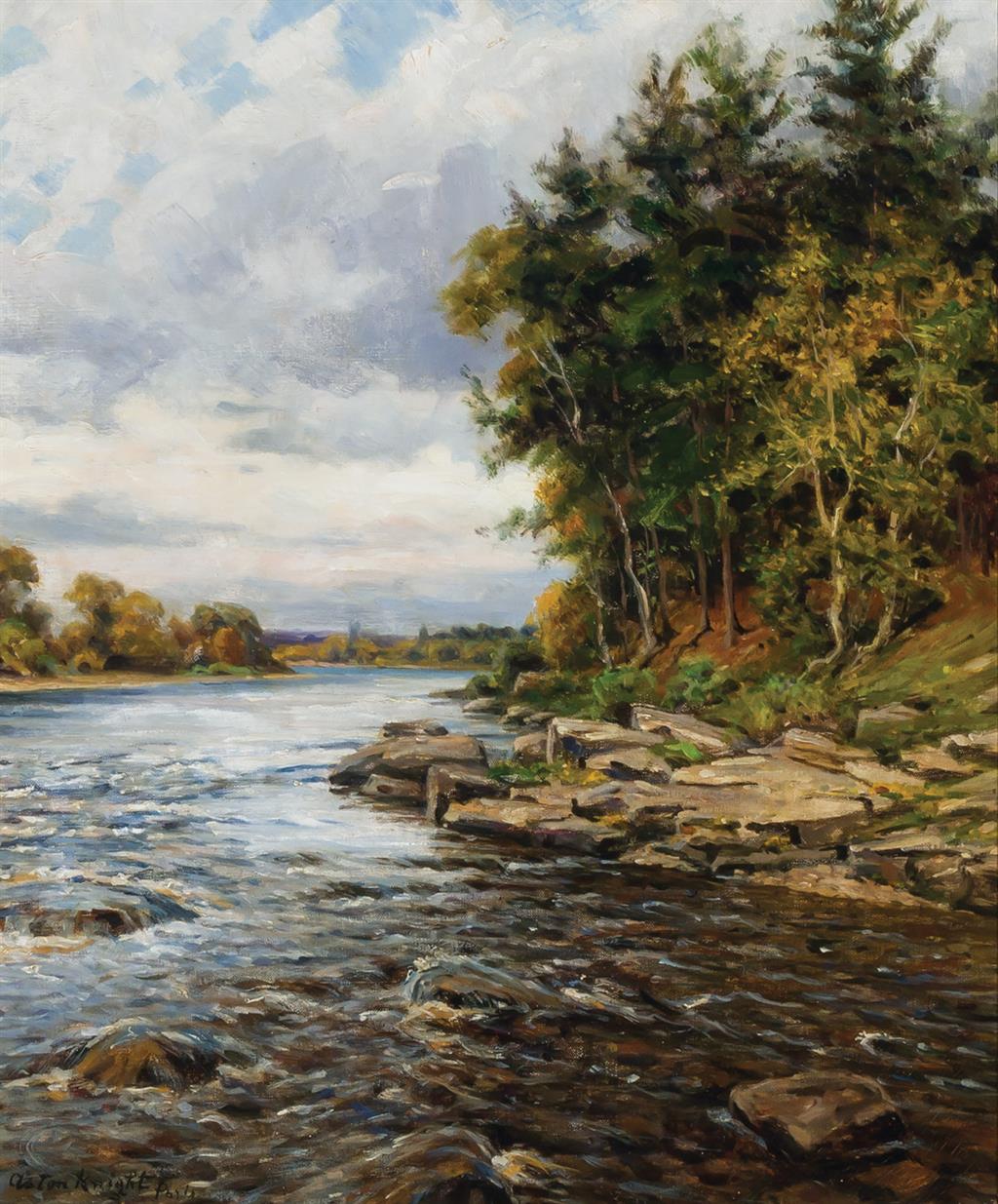 Appraisal: LOUIS ASTON KNIGHT American - Pine Trees by the River