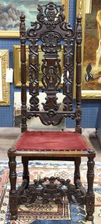 Appraisal: Gothic Revival hall chair Gothic Revival hall chair circa having