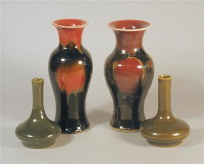 Appraisal: Two Chinese flambe'-glazed baluster vases Qing dynasty Both of high-shouldered