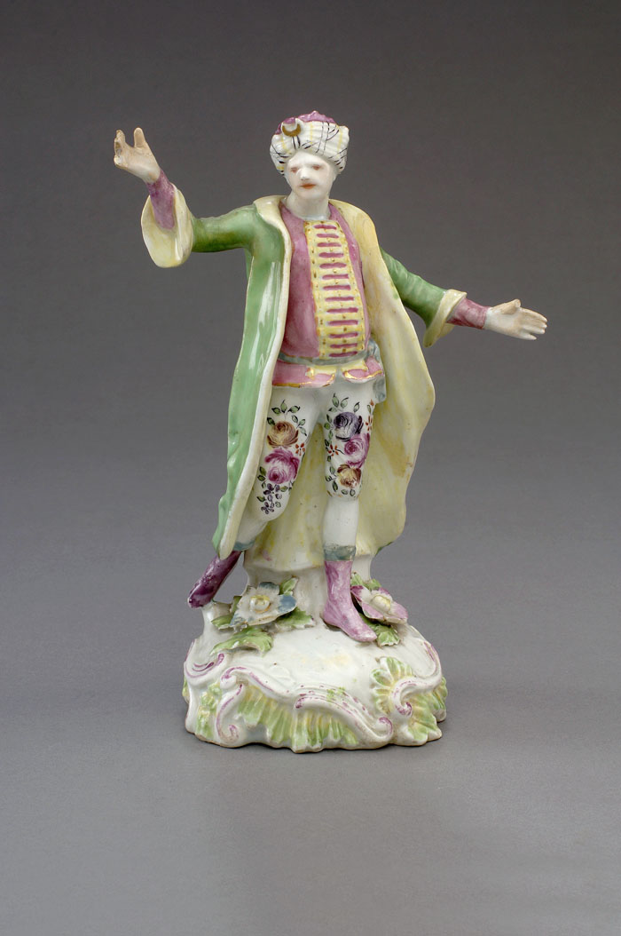 Appraisal: DERBY PORCELAIN FIGURE OF A TURKISH ACTOR CIRCA Modelled gesturing