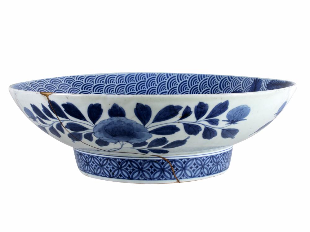 Appraisal: NABESHIMA FOOTED BOWLwith Kintsugi repair unsigned x inches high Condition