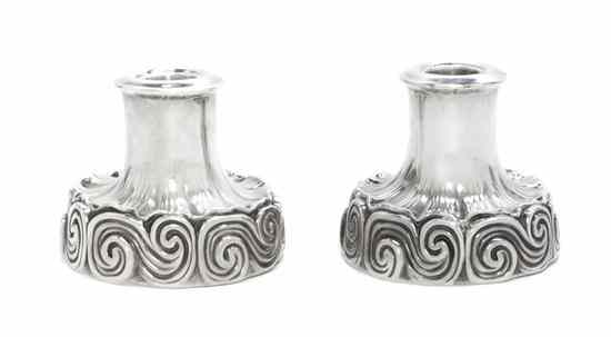 Appraisal: A Pair of American Sterling Silver Candlesticks Tiffany Co from