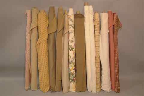 Appraisal: THIRTEEN BOLTS OF ASSORTED DECORATOR FABRICS most in wide including