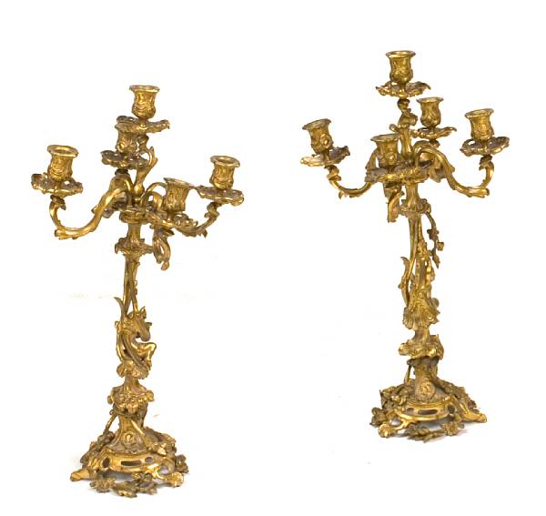 Appraisal: A pair of th Century French gilt bronze five light