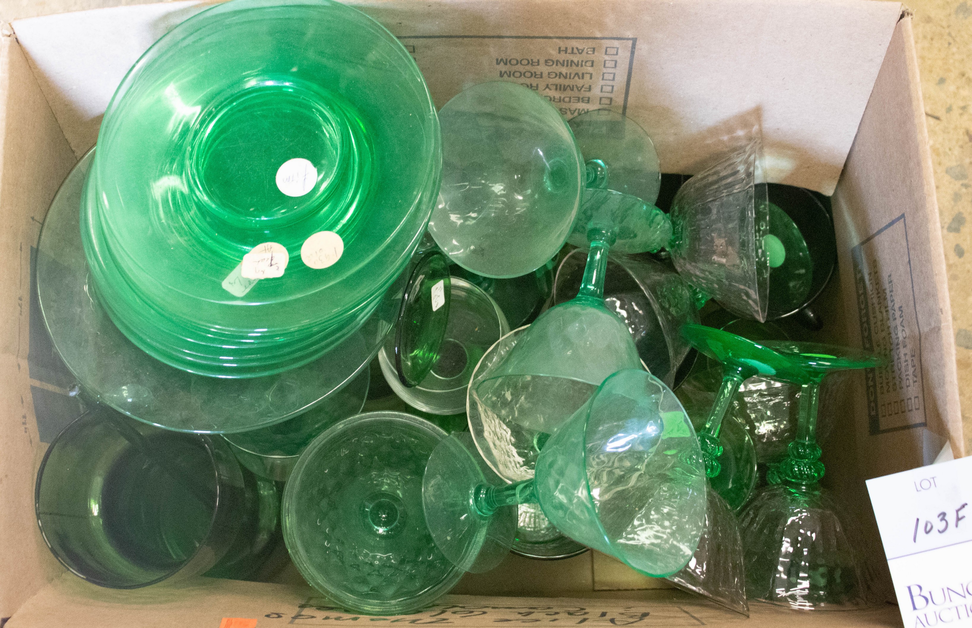 Appraisal: Pcs green glassware including cocktail shaker with muddler bowls with