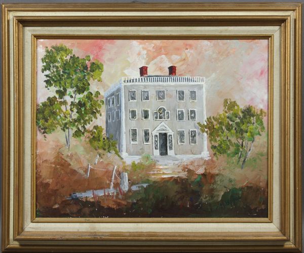 Appraisal: M Pappas large house o b x x framed signed