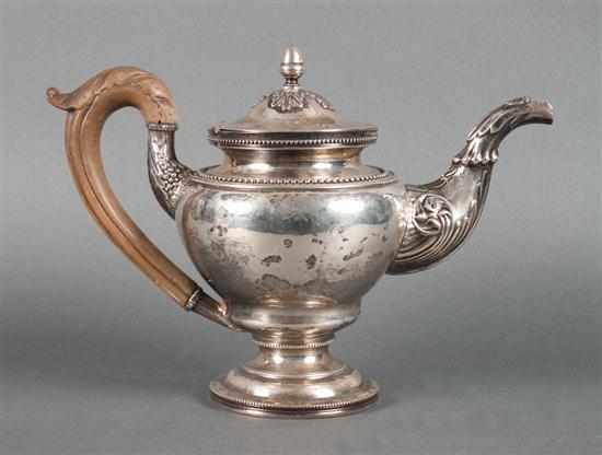 Appraisal: American neoclassical style silver teapot Curry Preston Philadelphia active circa