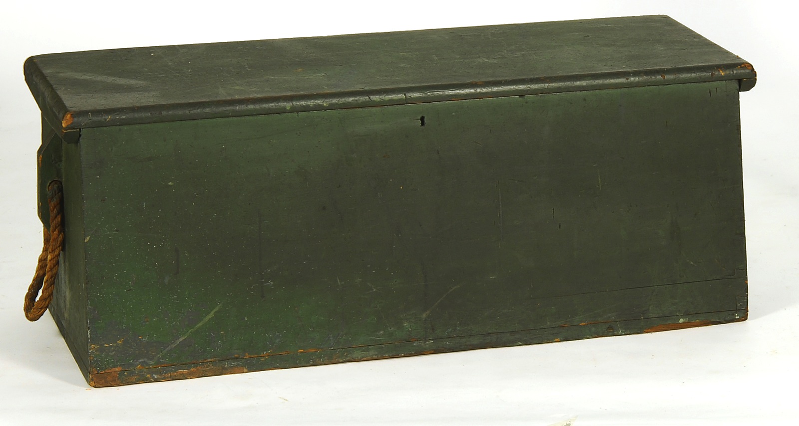 Appraisal: EARLY CAPE COD CANTED SEA CHEST th CenturyIn dark green