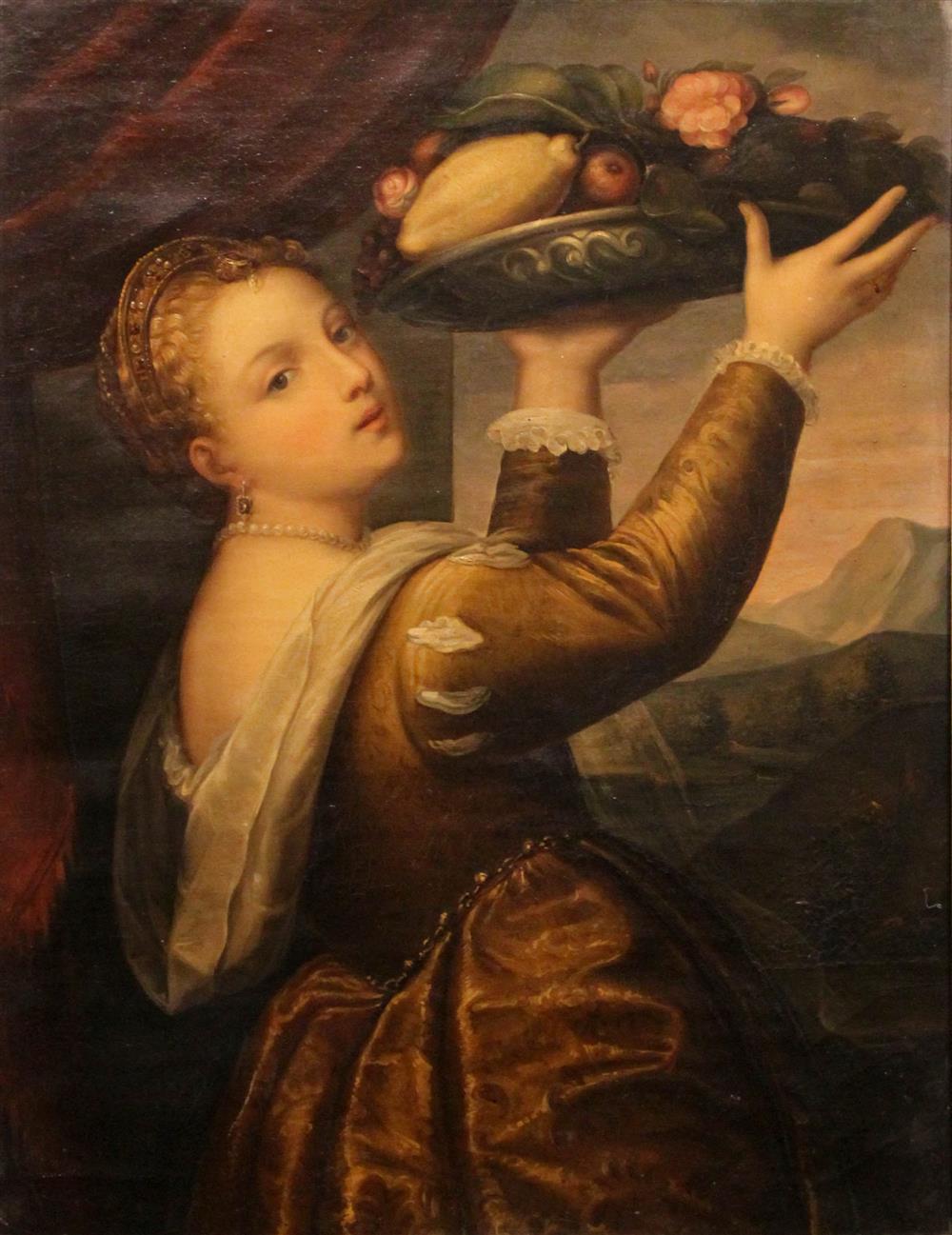 Appraisal: AFTER TIZIANO VECELLIO CALLED TITIAN TH CENTURY GIRL LAVINIA HOLDING