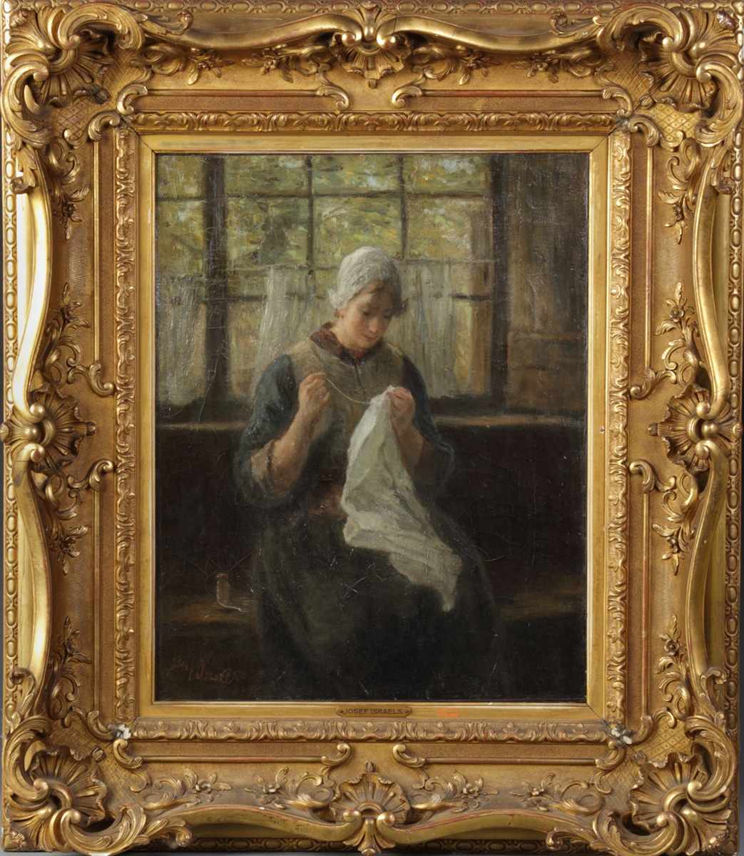 Appraisal: Jozef Israels Dutch - Young lady knitting Jozef Israels Dutch