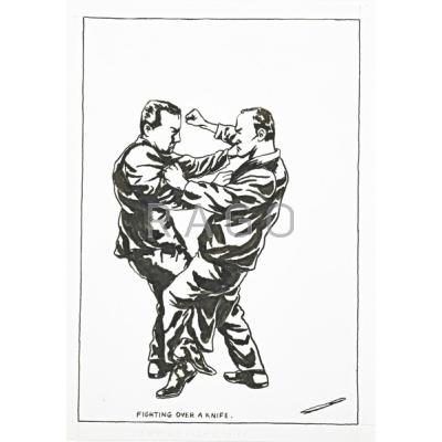 Appraisal: Raymond Pettibon American b Untitled Fighting Over a Knife Ink