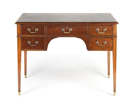 Appraisal: Georgian Style Mahogany Writing Desk the rectangular leather inset top