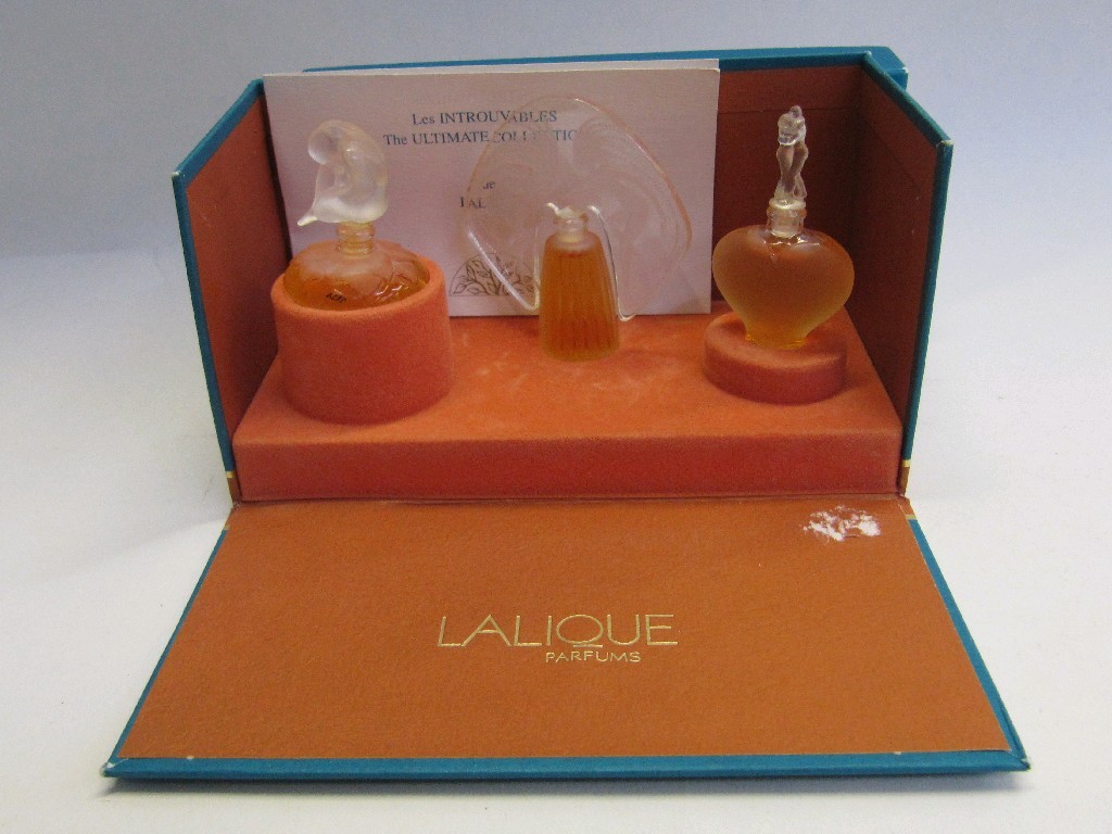 Appraisal: Boxed set of three modern Lalique scent bottles from 'The