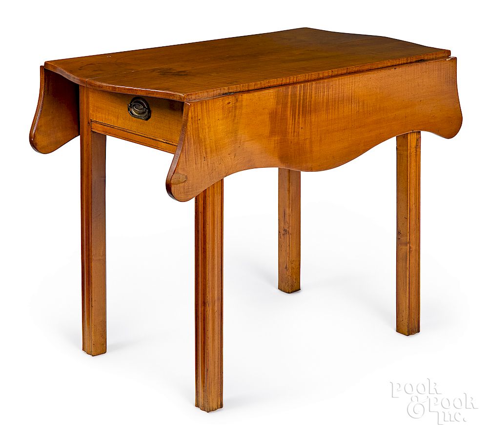 Appraisal: New England Chippendale tiger maple Pembroke tabl New England Chippendale