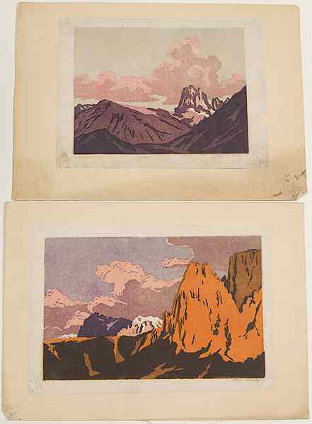 Appraisal: Mountain Woodblock Prints by Carl Rotky Carl Rotky Austrian -