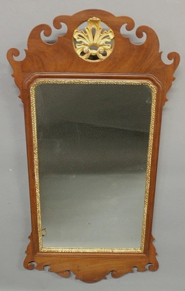 Appraisal: - Large Chippendale style mahogany framed mirror with a pierced