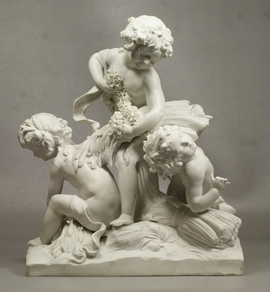 Appraisal: Volkstedt Porcelain Factory parian group cherubs with sheaves of wheat