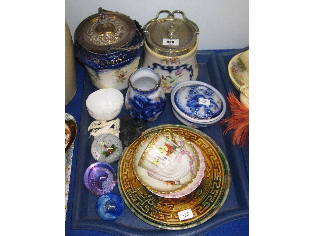 Appraisal: Tray lot comprising assorted ceramics and glass - Nautilus cup