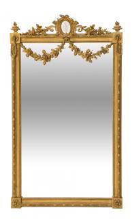 Appraisal: A LATE TH CENTURY LOUIS XVI STYLE GILTWOOD MIRROR French