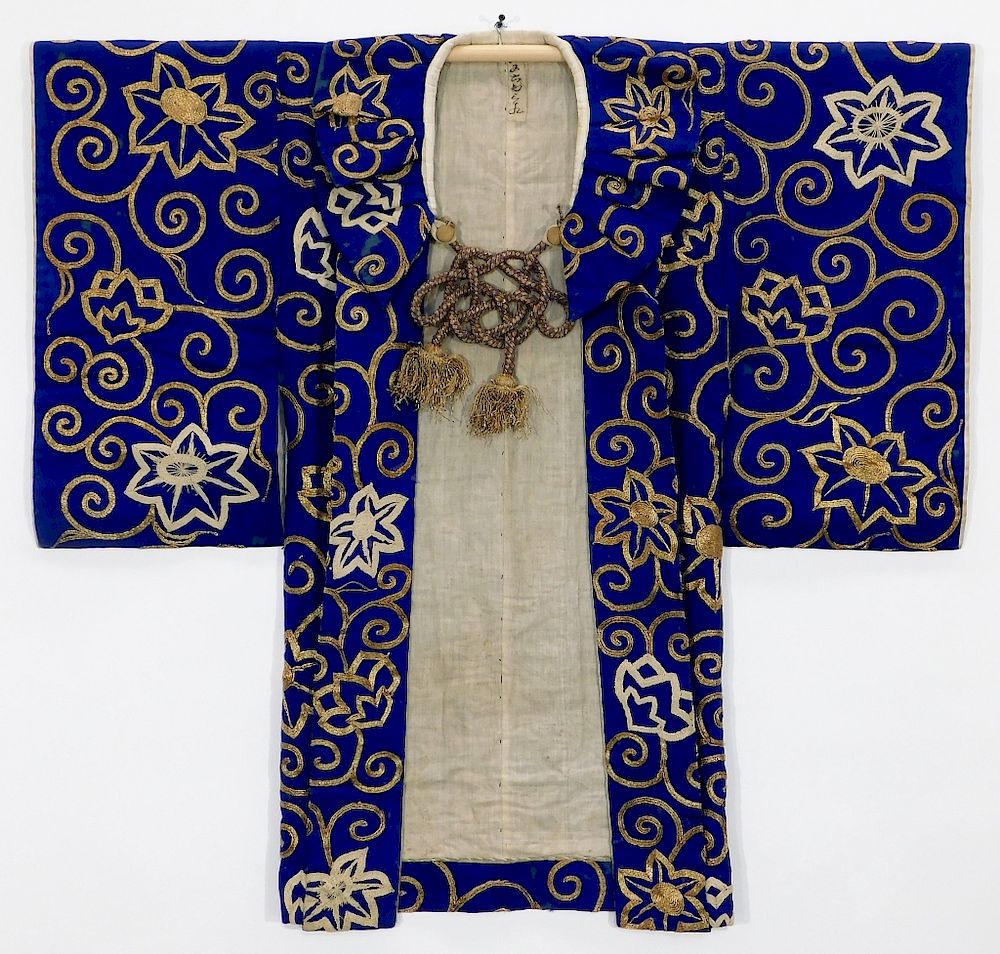 Appraisal: Edo Period Navy and Gold Kabuki Theater Haori Japan Circa