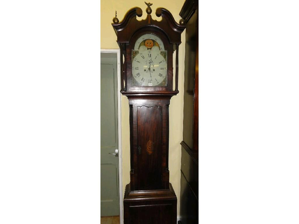 Appraisal: A Georgian mahogany long case clock the painted arched dial