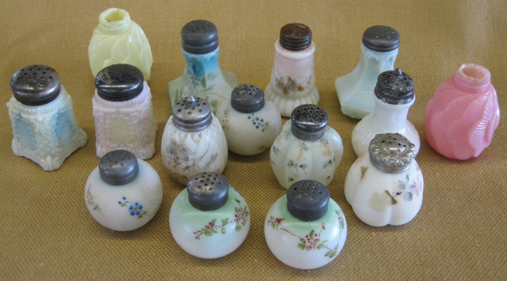 Appraisal: Fifteen-Piece Collection of C F Monroe Wave Crest Glass Salt-and-Pepper