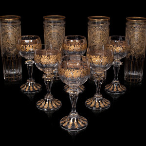 Appraisal: A Group of Gilt Decorated and Etched Glass Table Articles