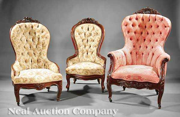 Appraisal: A Group of Seven Antique American Mahogany Parlor Chairs th