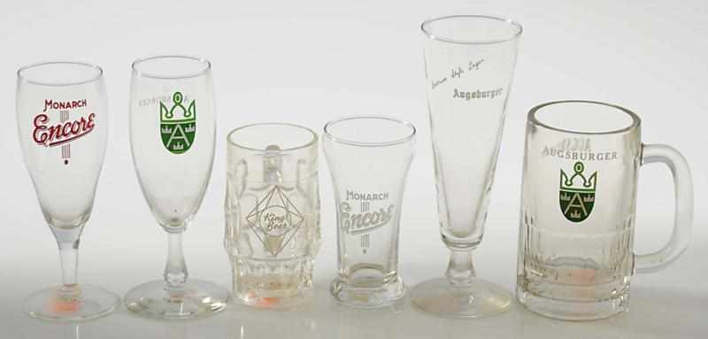 Appraisal: Lot of Advertising Enameled Beer Glasses Includes Ausburger Encore and