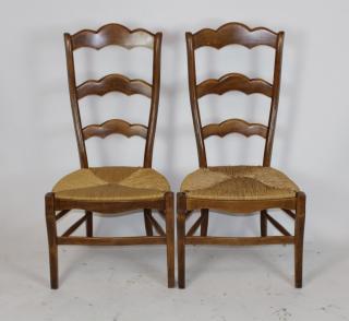 Appraisal: Pair of high ladder back maple chairs A pair of