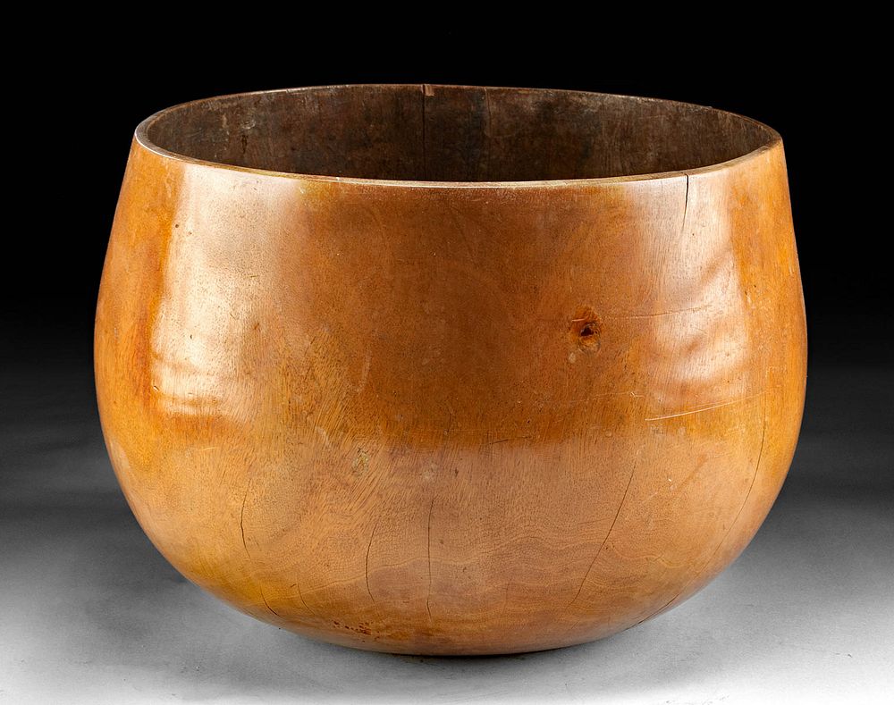 Appraisal: Large Late th C Hawaiian Kou Calabash Wood Bowl South