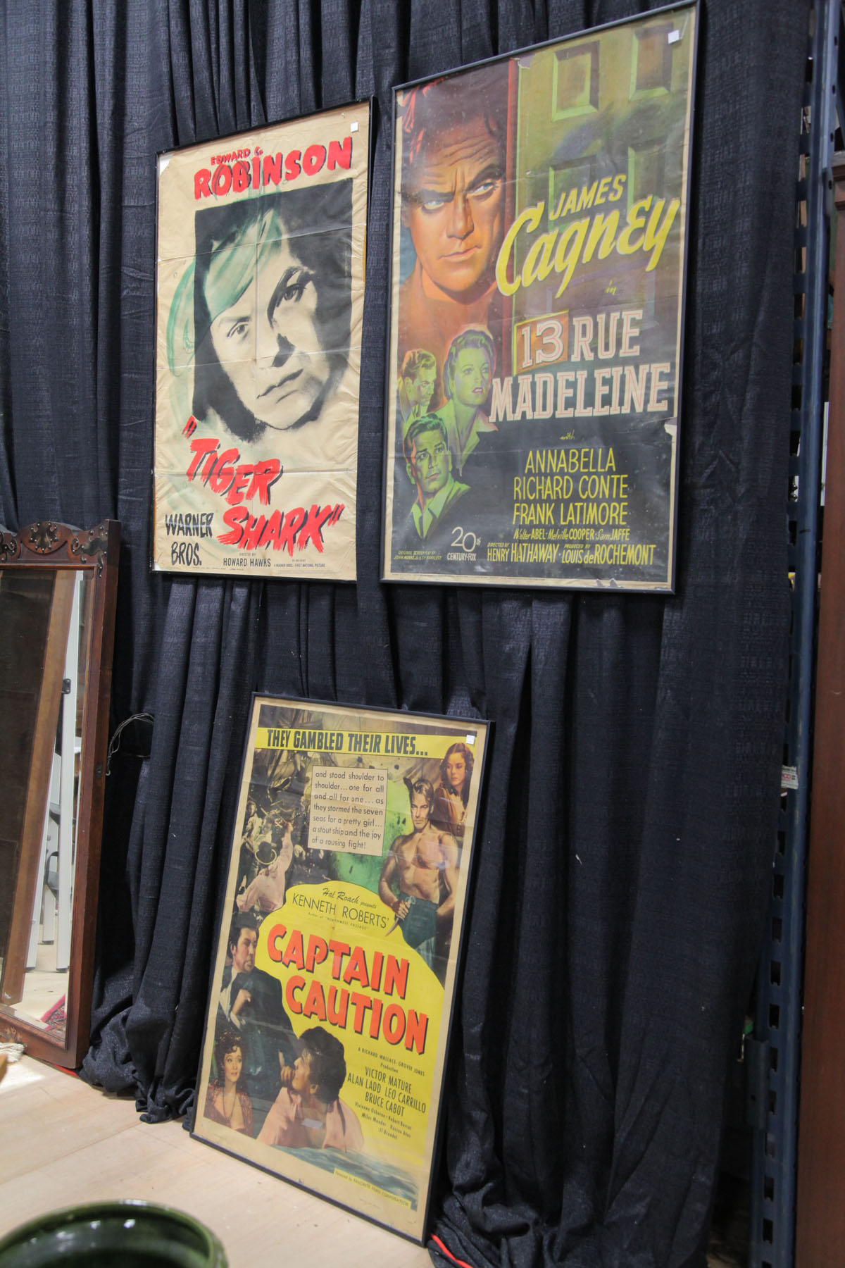 Appraisal: THREE LARGE FRAMED MOVIE POSTERS American second quarter of th