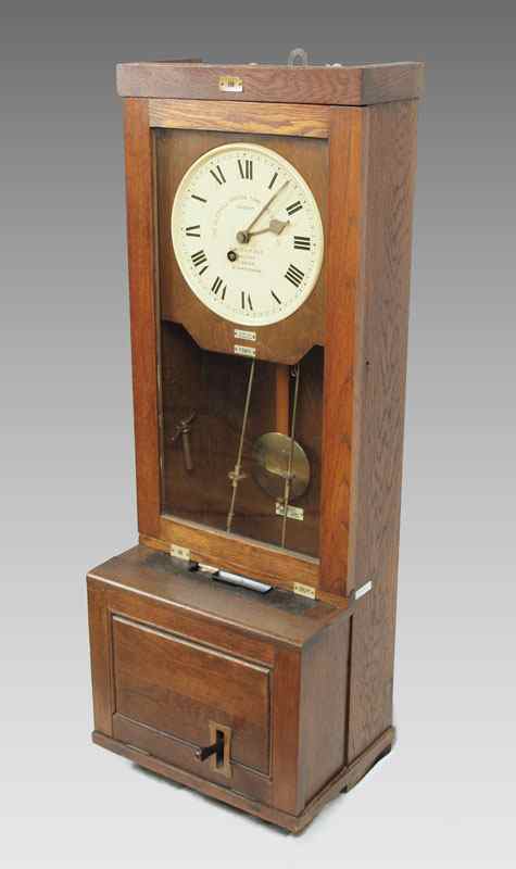 Appraisal: ENGLISH TIME RECORDER CLOCK Glendhill-Brook Time Recorders Ltd oak case