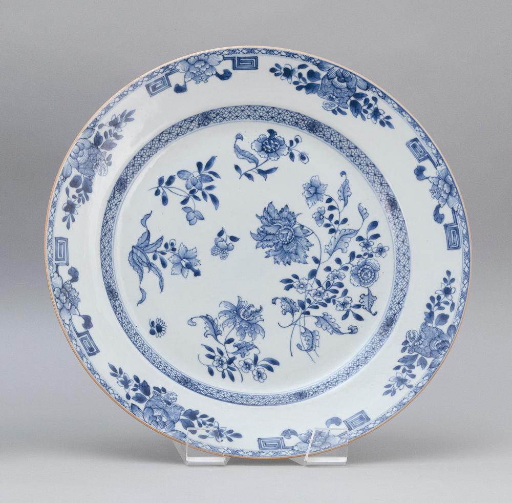 Appraisal: CHINESE EXPORT BLUE AND WHITE PORCELAIN CHARGER MID- TH CENTURY