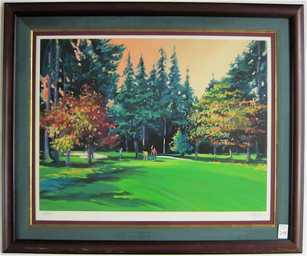 Appraisal: KEN AUSTER SERIGRAPH California born Autumn Green a gold landscape