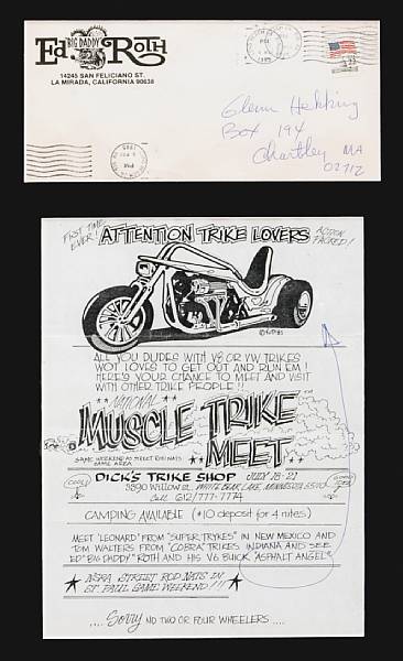 Appraisal: A hand written Ed Roth document and personalized envelope featuring