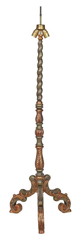 Appraisal: Venetian Style Painted Parcel Gilt Floor Lamp th century with