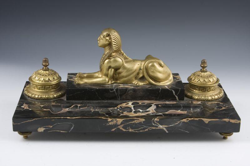 Appraisal: Egyptian Revival Inkstand late th c likely French cast gold-tone