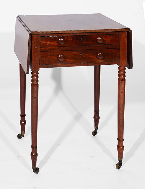 Appraisal: A th Century mahogany work tablewith dummy drawer front having