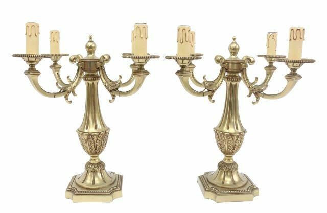 Appraisal: pair French Louis XVI style bronze candelabra mid th c