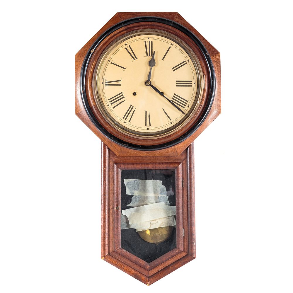 Appraisal: Continental Walnut Wall Regulator Clock Second half th century in