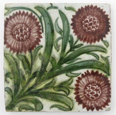 Appraisal: A William De Morgan Chelsea Period tile painted with three