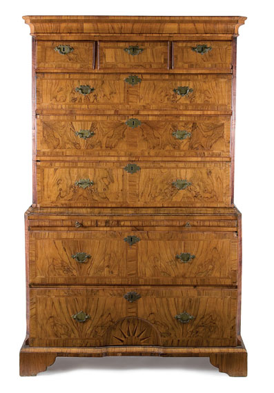 Appraisal: George II Walnut and Marquetry Chest on Chest Estimate -