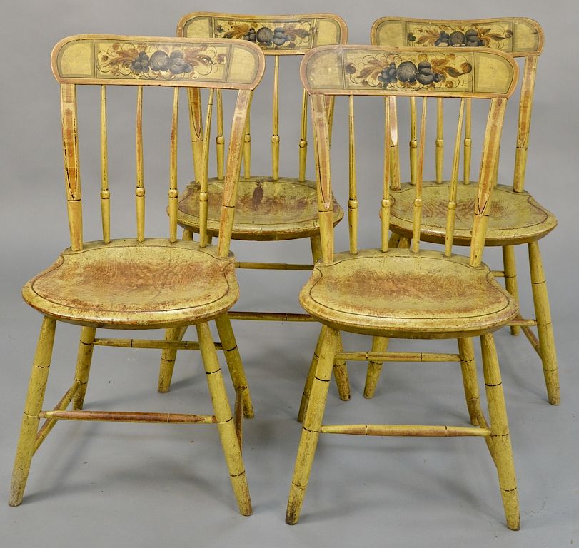 Appraisal: Set of four Windsor side chairs in original yellow paint