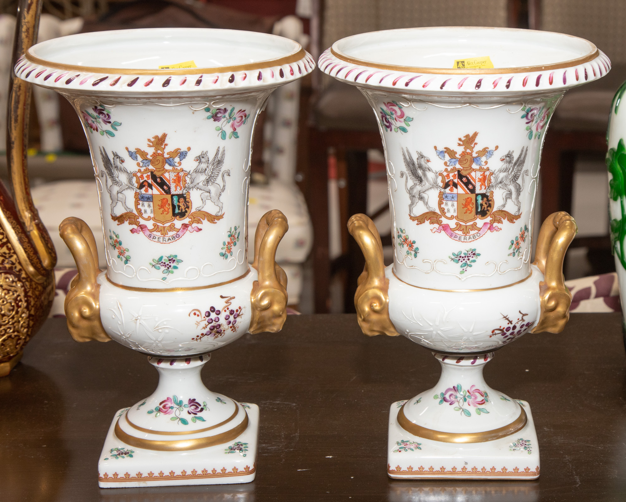 Appraisal: A PAIR OF SAMSON CHINESE EXPORT STYLE URNS Circa approximately