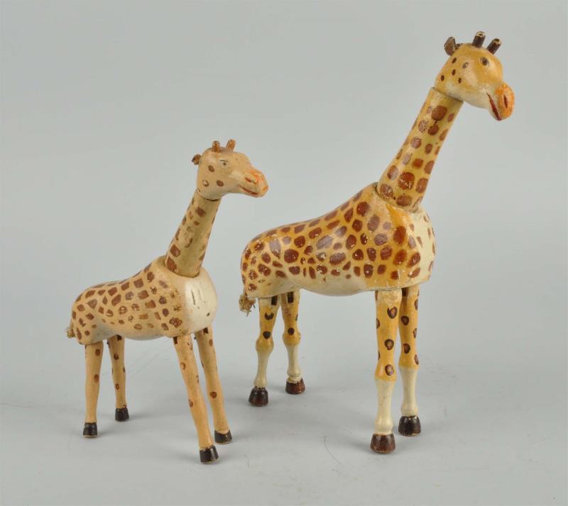 Appraisal: Lot Of Schoenhut Wooden Giraffe Figures Movable legs Different sizes