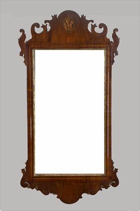 Appraisal: Chippendale-Style Inlaid Mahogany Wall Mirror x in